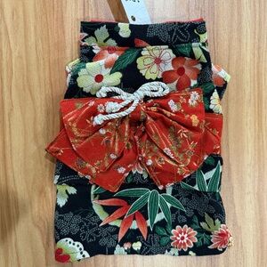 NWT Japanese Kimono Cotton Black & Red Size S